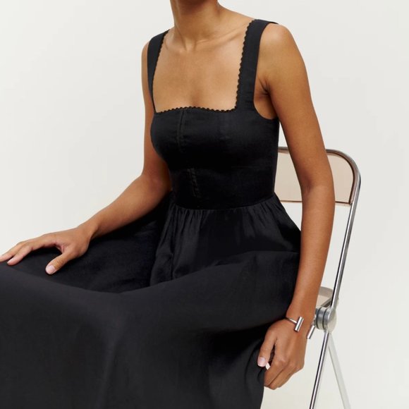 Reformation Dresses & Skirts - NWT Reformation Tagliatelle Linen Cottagecore Corset Bodice Lace Trim Dress 10